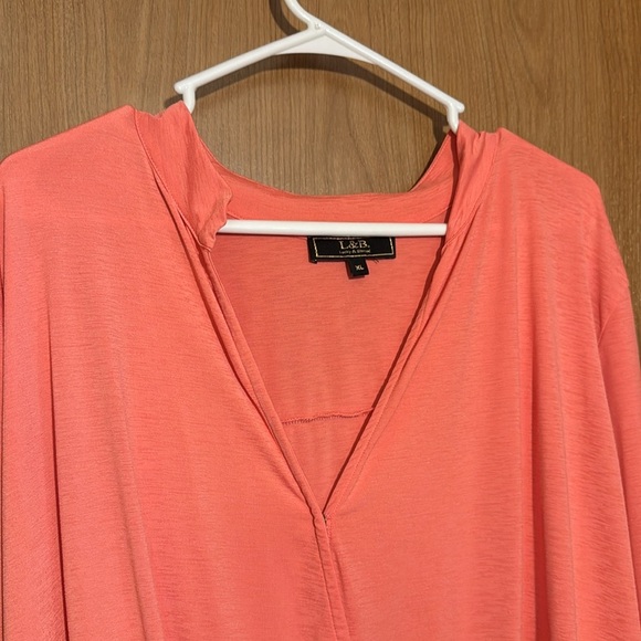 Lucky & Blrssed Coral Drape Front Wrap Keyhole Tunic Size XL - Picture 3 of 6